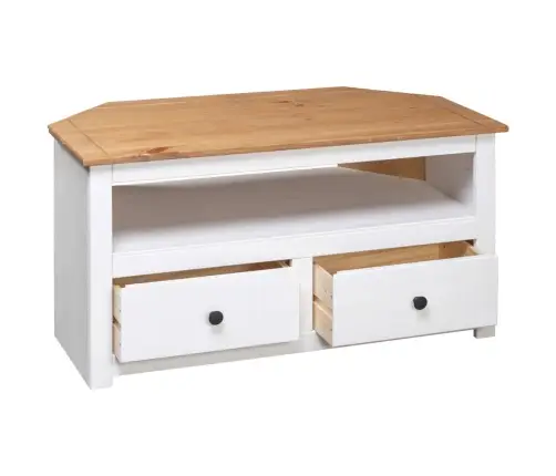 Stūra Tv Skapītis, Balts, 93X49X49 Cm, Priedes Masīvkoks Vidaxl