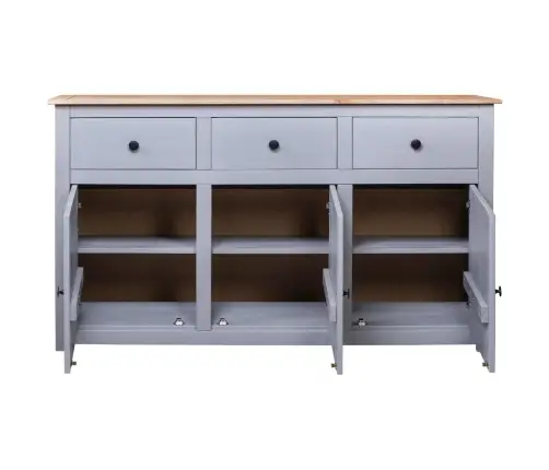 Kumode, 135X40X80 Cm, Priedes Masīvkoks, Pelēka, Panama Sērija Vidaxl