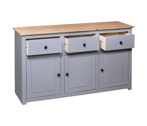 Kumode, 135X40X80 Cm, Priedes Masīvkoks, Pelēka, Panama Sērija Vidaxl