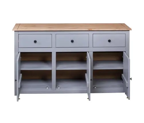 Kumode, 135X40X80 Cm, Priedes Masīvkoks, Pelēka, Panama Sērija Vidaxl