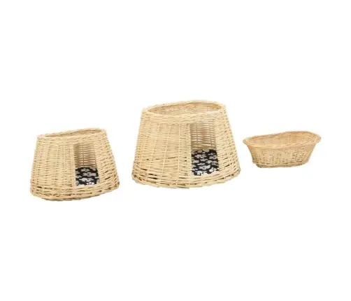 3-Daļīgs Kaķu Grozu Komplekts Ar Spilveniem, 47X34X60Cm, Vītols Vidaxl