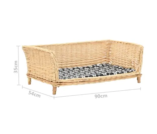 Krepšys Šuniui Su Pagalvėle, 90X54X35 cm Natūralus Gluosnis