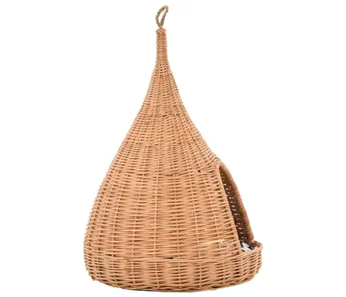 Kaķu Māja Ar Spilvenu, 40X60 Cm, Dabīgs Vītols, Vigvama Forma Vidaxl