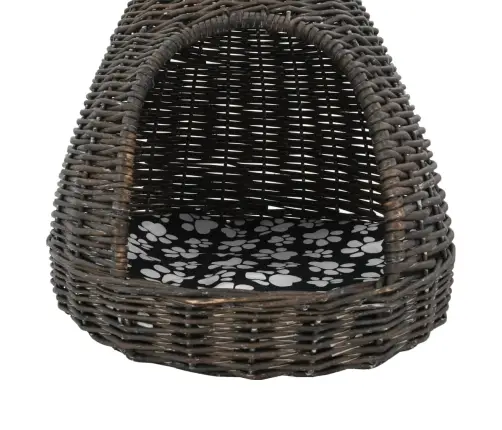 Kaķu Māja Ar Spilvenu, 40X60 Cm, Pelēka, Vītols, Vigvama Forma Vidaxl