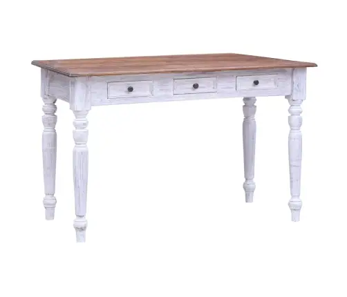 Kirjutuslaud Sahtlitega, Valge, 117X57X75 cm Mahagonipuidust