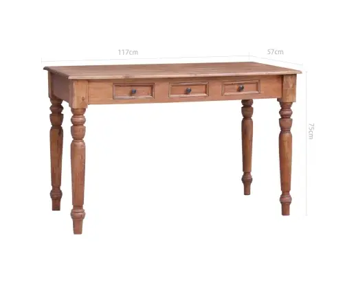 Rakstāmgalds Ar Atvilktnēm, 117X57X75 Cm, Masīvs Sarkankoks Vidaxl