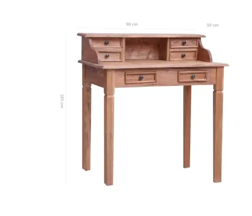 Rakstāmgalds Ar Atvilktnēm, 90X50X101 Cm, Masīvs Sarkankoks Vidaxl