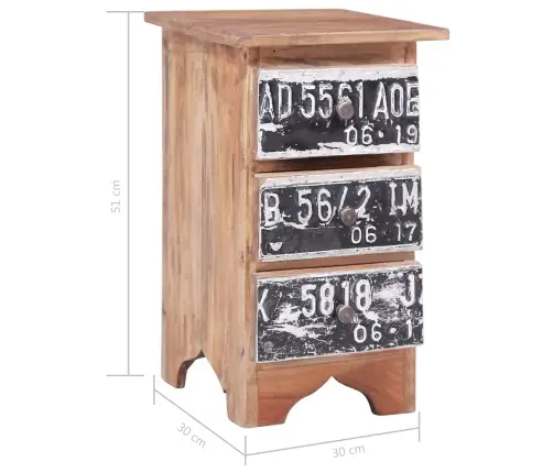 Naktinė Spintelė, 30X30X51cm Raudonmedžio Medienos Masyvas