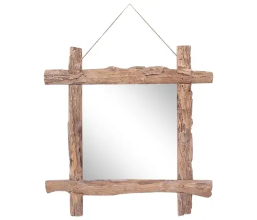 Palkidest Peegel Naturaalne 70X70 Cm Taaskasutatud Tiikpuu