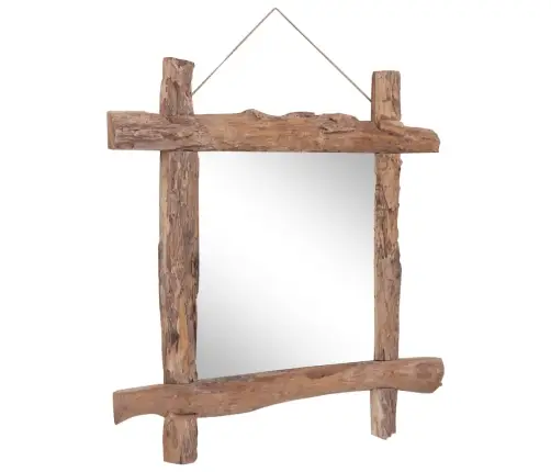 Palkidest Peegel Naturaalne 70X70 Cm Taaskasutatud Tiikpuu