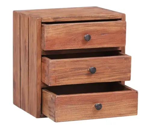 Naktsskapītis Ar 3 Atvilktnēm 35X25X35 Cm Masīvs Sarkankoks Vidaxl