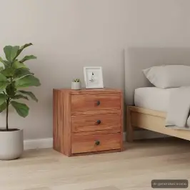 Naktsskapītis Ar 3 Atvilktnēm 35X25X35 Cm Masīvs Sarkankoks Vidaxl