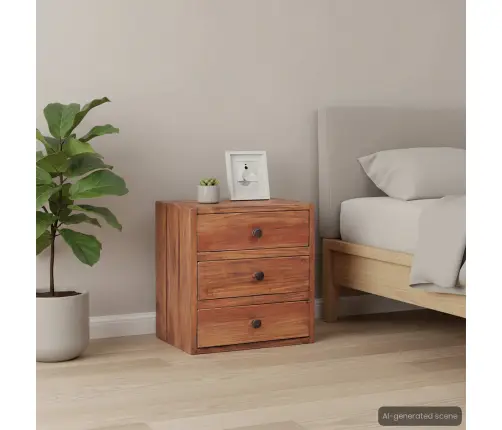 Naktsskapītis Ar 3 Atvilktnēm 35X25X35 Cm Masīvs Sarkankoks Vidaxl