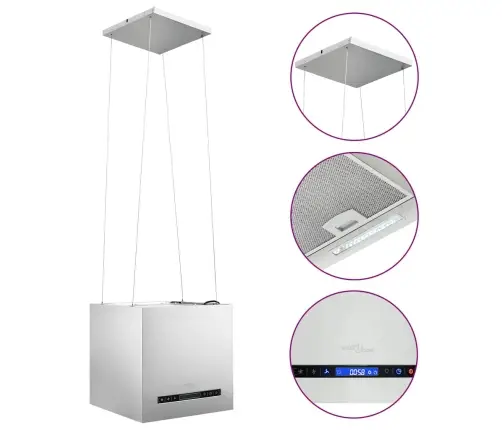 Piekarams Tvaika Nosūcējs, Skārienjutīgs Lcd, 37 Cm, Tērauds Vidaxl