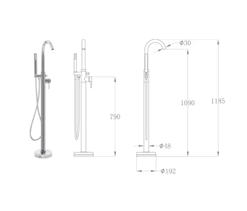 Vannas Krāns, Brīvi Stāvošs, 118,5 Cm, Nerūsējošs Tērauds Vidaxl