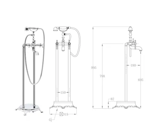Vannas Krāns, Brīvi Stāvošs, 99,5 Cm, Nerūsējošs Tērauds Vidaxl
