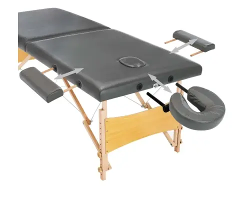 Masažinis Stalas, 2 Zonų, Antracito Sp., 186X68cm Med. Rėmas