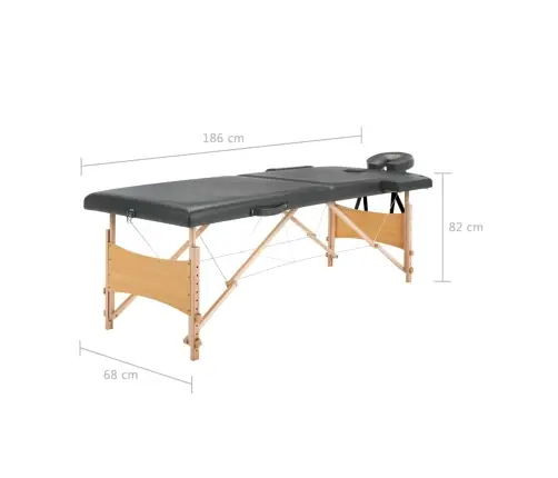 Masažinis Stalas, 2 Zonų, Antracito Sp., 186X68cm Med. Rėmas