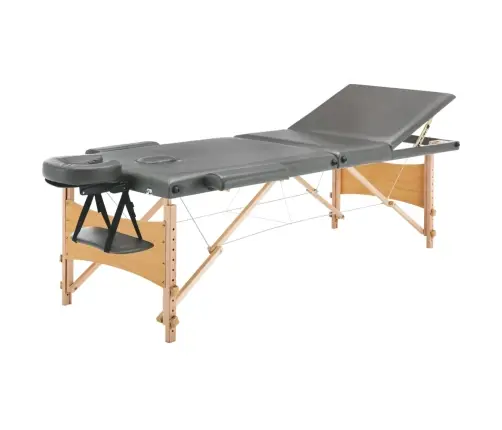 Masāžas Galds, 3 Daļas, 186X68 Cm, Koka Rāmis, Antracītpelēks Vidaxl