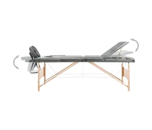 Masāžas Galds, 3 Daļas, 186X68 Cm, Koka Rāmis, Antracītpelēks Vidaxl