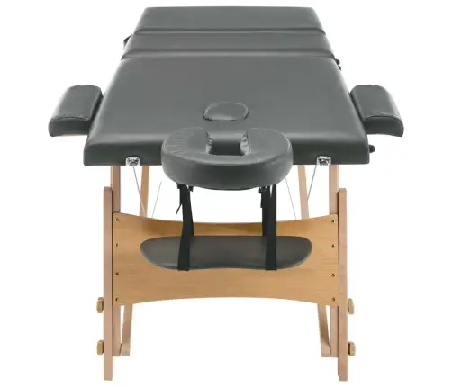 Masāžas Galds, 3 Daļas, 186X68 Cm, Koka Rāmis, Antracītpelēks Vidaxl