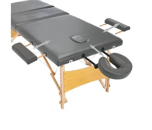 Masāžas Galds, 3 Daļas, 186X68 Cm, Koka Rāmis, Antracītpelēks Vidaxl
