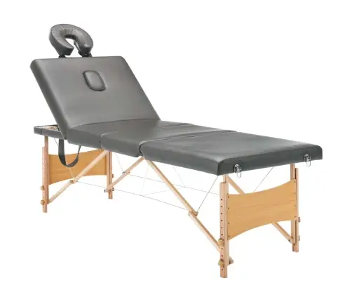 Masāžas Galds, 4 Daļas, 186X68 Cm, Koka Rāmis, Antracītpelēks Vidaxl