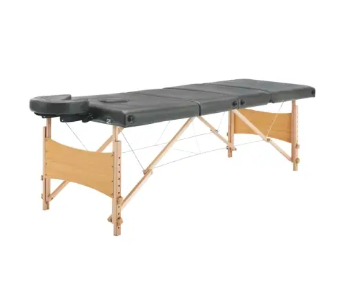 Masāžas Galds, 4 Daļas, 186X68 Cm, Koka Rāmis, Antracītpelēks Vidaxl