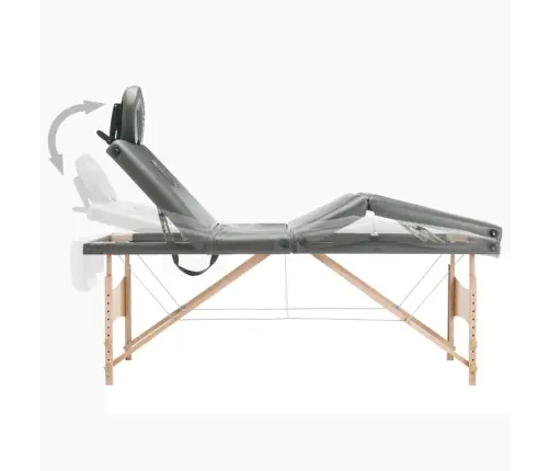 Masāžas Galds, 4 Daļas, 186X68 Cm, Koka Rāmis, Antracītpelēks Vidaxl