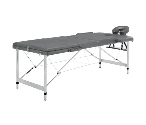 Masāžas Galds, 3 Daļas, 186X68Cm, Alumīnija Rāmis, Pelēks Vidaxl