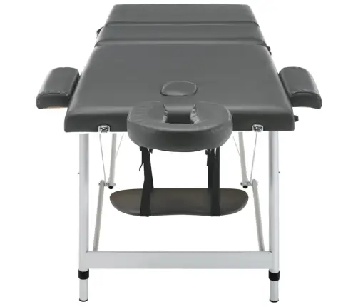 Masāžas Galds, 3 Daļas, 186X68Cm, Alumīnija Rāmis, Pelēks Vidaxl