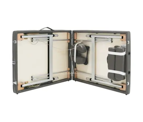 Masāžas Galds, 3 Daļas, 186X68Cm, Alumīnija Rāmis, Pelēks Vidaxl