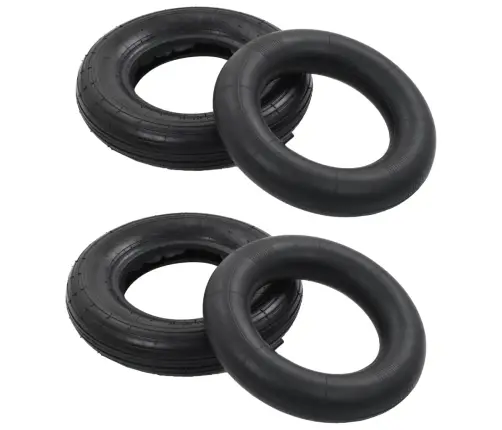 4-Daļīgs Ķerru Riepu Un Kameru Komplekts, 3.50-8 4Pr, Gumija  Vidaxl