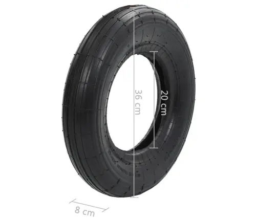 4-Daļīgs Ķerru Riepu Un Kameru Komplekts, 3.50-8 4Pr, Gumija  Vidaxl