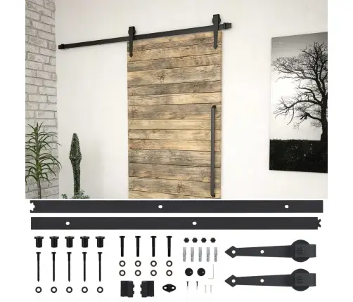 Bīdāmo Durvju Skien Sistēma, 200 Cm, Melns Tērauds Vidaxl