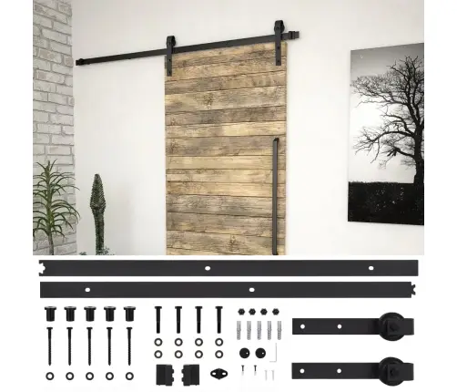 Bīdāmo Durvju Skien Sistēma, 183 Cm, Melns Tērauds Vidaxl