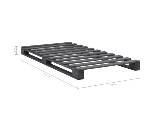 Kaubaalustest Voodiraam Hall Tugevast Männipuidust 90 X 200 Cm