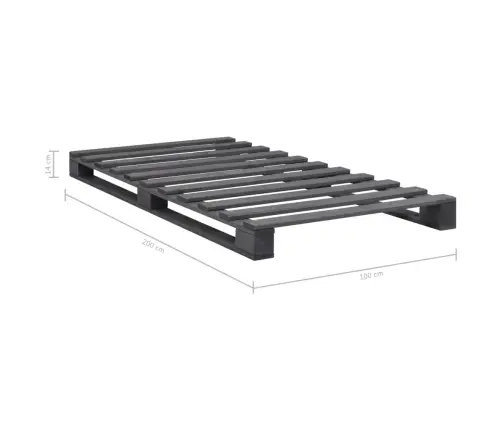 Lovos Rėmas Iš Palečių, Pilkos Sp., 100X200 cm Pušies Med. Mas.