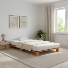 Palešu Gultas Rāmis, 90X200 Cm, Brūns Priedes Masīvkoks Vidaxl