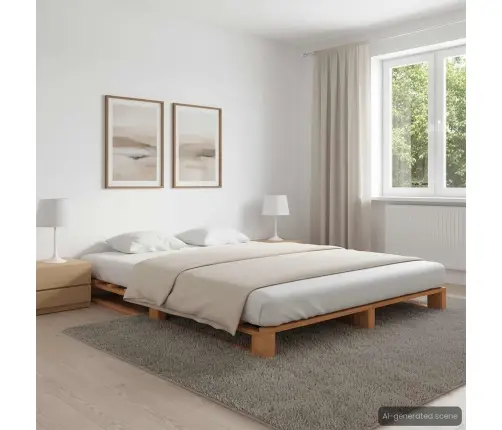 Palešu Gultas Rāmis, 160X200 Cm, Brūns Priedes Masīvkoks Vidaxl