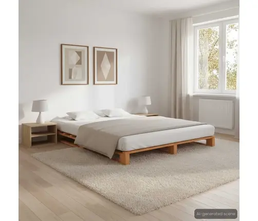Palešu Gultas Rāmis, 200X200 Cm, Brūns Priedes Masīvkoks Vidaxl