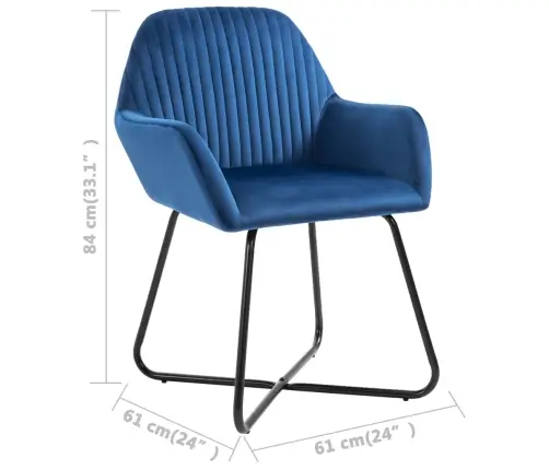 Virtuves Krēsli, 4 Gab., Zils Samts Vidaxl