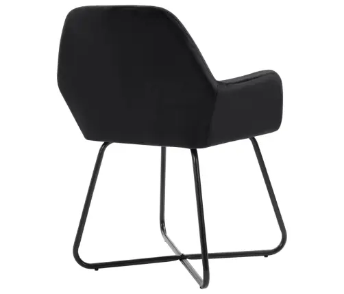 Valgomojo Kėdės, 4Vnt., Juodos Spalvos, Aksomas Valgomojo Kėdės, 4Vnt., Juodos Spalvos, Aksomas