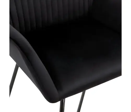 Valgomojo Kėdės, 4Vnt., Juodos Spalvos, Aksomas Valgomojo Kėdės, 4Vnt., Juodos Spalvos, Aksomas