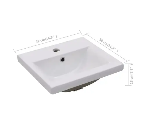 Iebūvējama Izlietne, 42X39X18 Cm, Balta Keramika Vidaxl