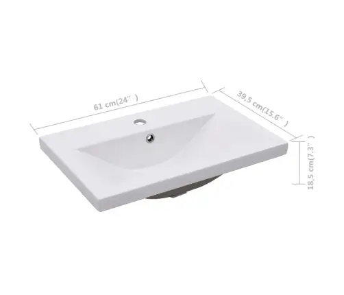 Sisseehitatud Valamu, 61 X 39,5 X 18,5 cm Keraamiline, Valge