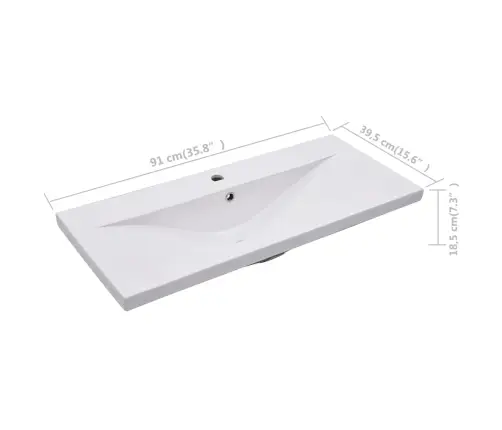 Sisseehitatud Valamu, 91 X 39,5 X 18,5 cm Keraamiline, Valge