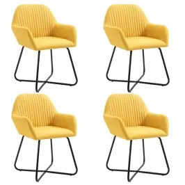Virtuves Krēsli, 4 Gab., Dzeltens Audums Vidaxl