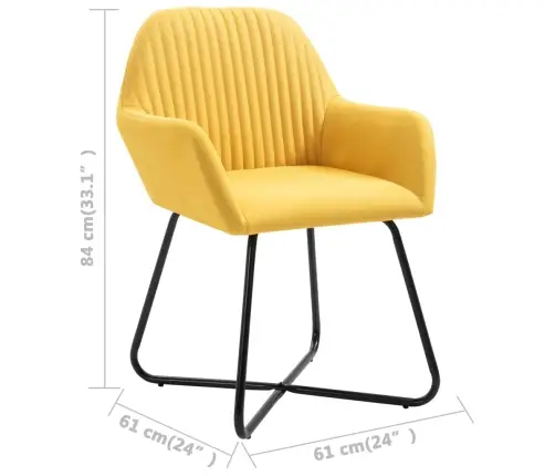 Virtuves Krēsli, 4 Gab., Dzeltens Audums Vidaxl