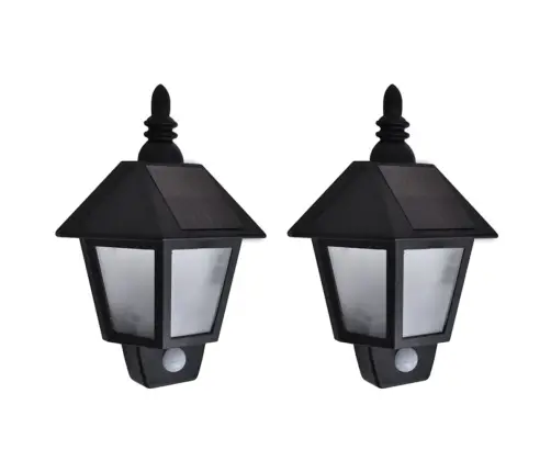 Päikesepatareiga Seinavalgustid, 2 Tk, Liikumisanduriga, Must